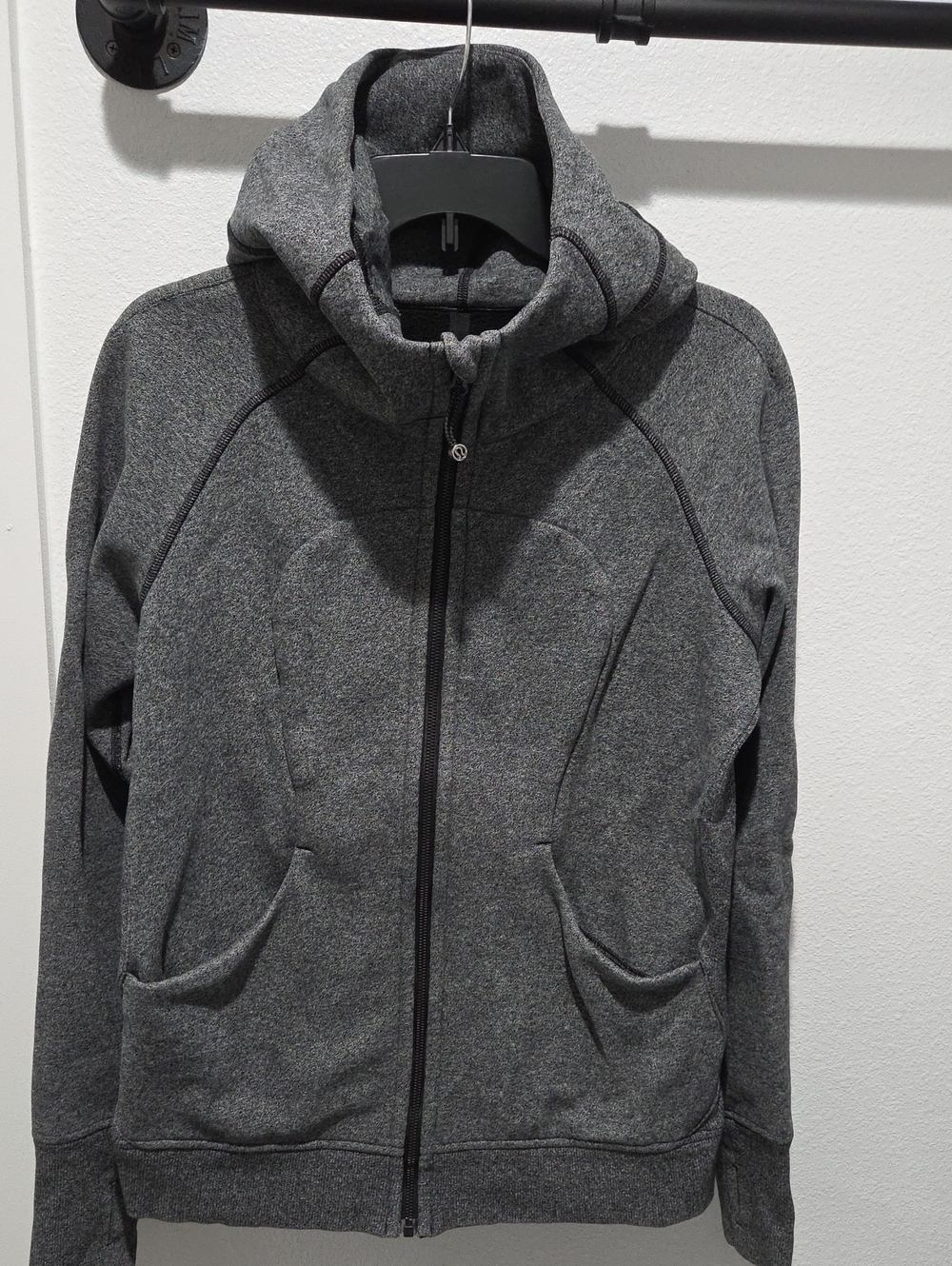 Lululemon Scuba Hoodie Heathered Speckled Black Gray Size 12 Jacket